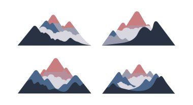 Puslu Dağlar Çizgisi Parlak Renk Çizimi