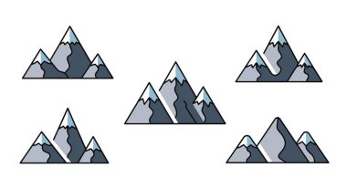 Dağ Çizgisi Sanatı dijital illüstrasyon şekil renk vektörü tasarımı