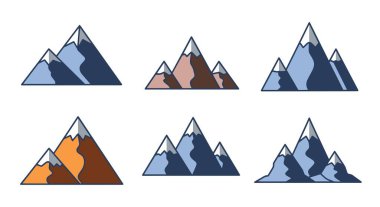 Dağ Çizgisi Sanat Düz Renk Çizimi