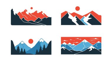 Dağ Panorama yaratıcı renk vektörü tasarımı