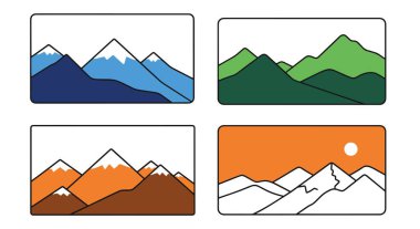 Dağ Panorama yaratıcı modern renk çizimi