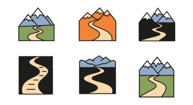 Dağ Yolu Çizgisi Modern renk vektörü