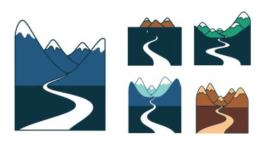 Dağ Yolu Çizgisi minimal modern renk vektörü