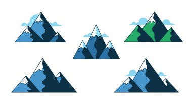 Dağ Tepesi Çizgisi Basit yaratıcı renk çizimi