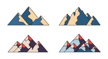 Dağ Sıraları Çizgisi Yumuşak ton vektör çizimi