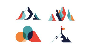 Dağ Zirvesi Hattı Yumuşak ve zarif ton illüstrasyonu