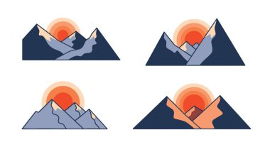 Dağ Günbatımları soyut sanat vektörü