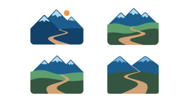 Dağ İzleri Çizgisi En az dijital renk çizimi