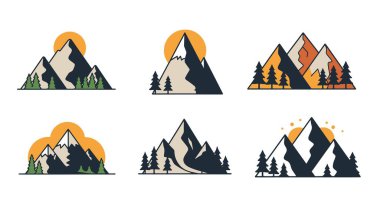 Ağaçlı dağ modern soyut sanat vektörü