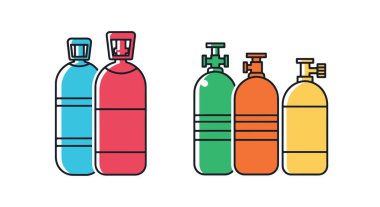 Oksijen Tank Hattı sanatı Yumuşak temiz renk vektörü