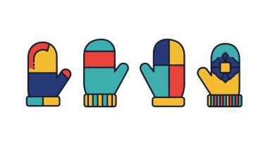 Desenli Mittens soyut, pürüzsüz modern illüstrasyon