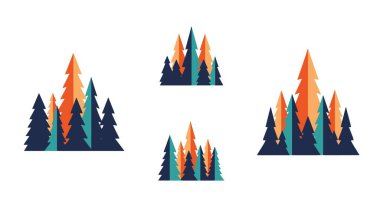 Pine Forest Line sanat soyut yaratıcı ton vektörü