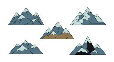 Plato Dağları düz stil renk çizimi