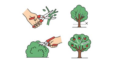 Prunting Plant Line temiz yaratıcı ton vektörü