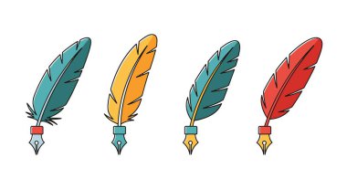 Quill Pen Line sanat yaratıcı modern renk çizimi