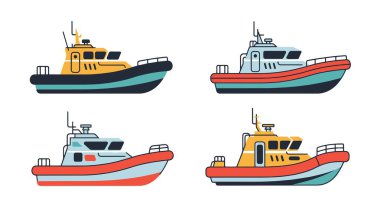 Rescue Boat Line art minimal creative color vector