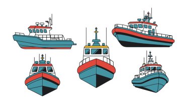 Rescue Boat Line art soft elegant style illustration