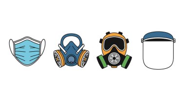 Güvenlik Maskesi Çizgisi temiz modern renk vektörü