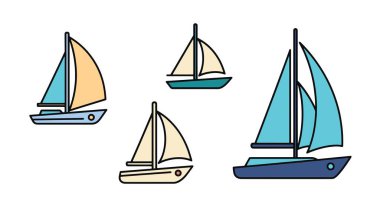 Yelkenliler Çizgisi Sanat Grafik Renkli Tasarım Çizimi Çizimi