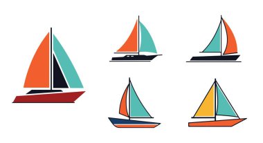 Yelkenli Tekne Hattı yaratıcı modern renk çizimi