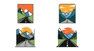 Manzaralı Dağ Yolu Modern yumuşak renk vektörü