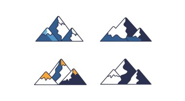 Snow Mountain Line grafik sanatı modern parlak renk illüstrasyonu