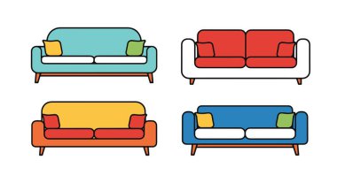 Sofa Çizgisi Sanat Vektörü Lüks Renk Tasarımı Renkli Yaratıcı Çizim