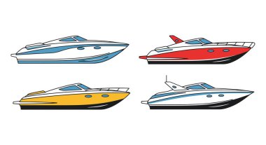 Speed Boat Line sanat yaratıcı pürüzsüz renk vektörü
