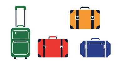 Suitcase Line art color filled design abstract clean tone illustration
