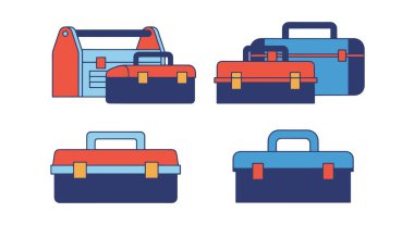 Toolbox Line art color filled design clean concept illustration