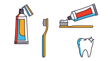 Diş macunu Çizgisi Sanatı soyut dijital renk vektörü