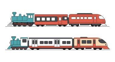Trains Line sanat konsepti modern parlak renk illüstrasyonu