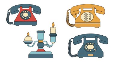 Vintage Telefon temiz modern renk vektörü