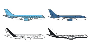 Geniş Gövdeli Uçak Renkli Yaratıcı Tasarım Çizimi