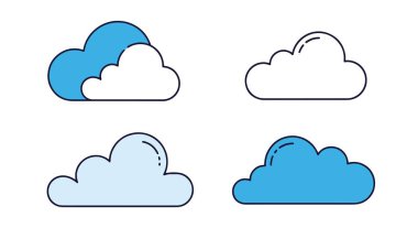 Çizgi film Bulut Çizgisi temiz renk vektörü