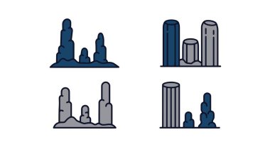 Mağara Sütunları Çizgisi Modern parlak renk çizimi