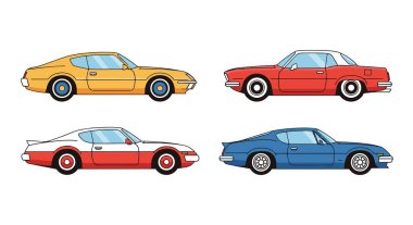 Klasik araba çizgisi düz soyut renk vektörü