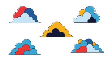 Fantezi Bulut Çizgisi yumuşak ton vektör tasarımı