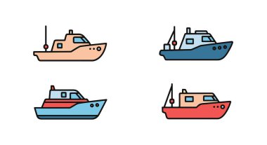 Balıkçı Gemisi Hattı Modern yumuşak ton illüstrasyonu
