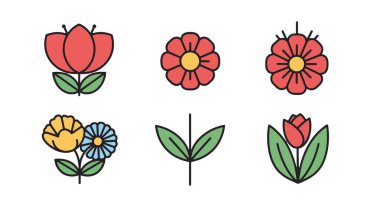 Çiçek Damgası Çizgisi En az soyut tasarım illüstrasyonu