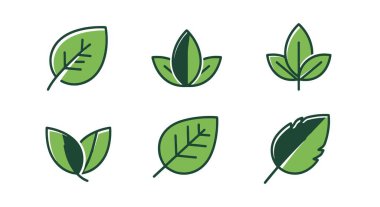 Yeşil Yaprak Çizgisi Renkli tasarım konsepti çizimi