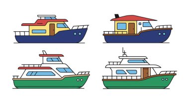 Houseboat Line sanat modern düz soyut vektör