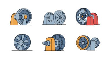 Hidrolik Türbin soyut, pürüzsüz, zarif bir çizim