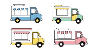 Dondurma Kamyonu Renkli Tasarım Çizimi Çizimi