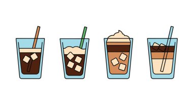 Buzlu kahve çizgisi yaratıcı cesur ton vektörü