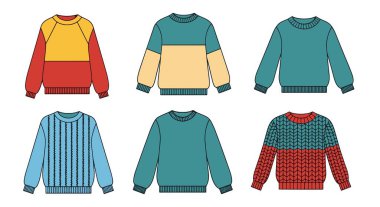 Örgü Süveter Hattı Temiz yaratıcı ton vektörü