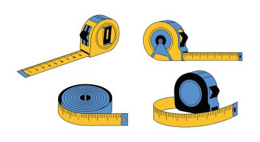 Teyp Hattı düz renk illüstrasyonu ölçülüyor