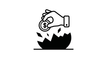 Madencilik madeni para hattı sanatı temiz canlı ton illüstrasyonu