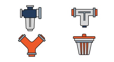 Pompa Filtresi Çizgisi Sanatı soyut temiz biçim illüstrasyonu