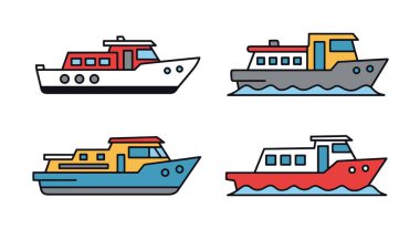 River Boat Line sanat soyut temiz biçim illüstrasyonu